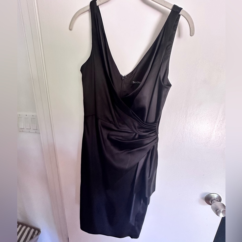 White House Black Market Black Satin Cocktail Dress  - Size 6
